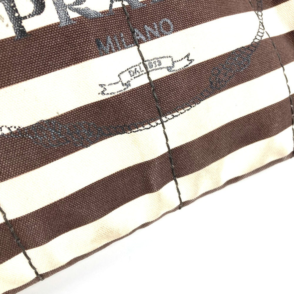 PRADA Handbag canvas Brown Canapa logo border