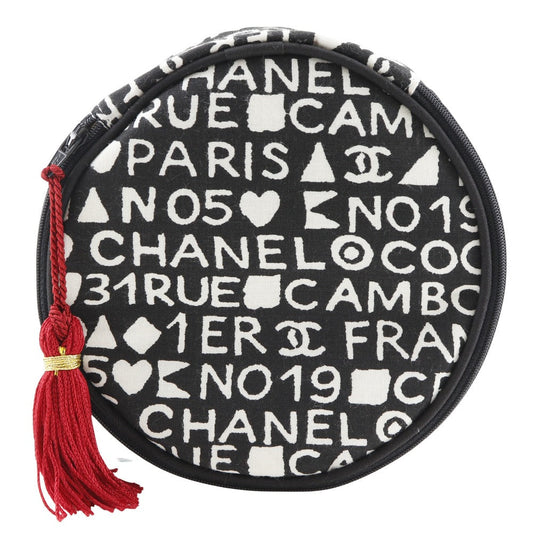 CHANEL Pouch cotton black 31rue cambon novelty Makeup pouch Women Used Authentic