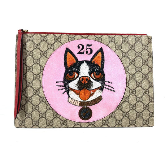 GUCCI Clutch bag 506280 GG canvas / leather beige GG Supreme BOSCO Cat