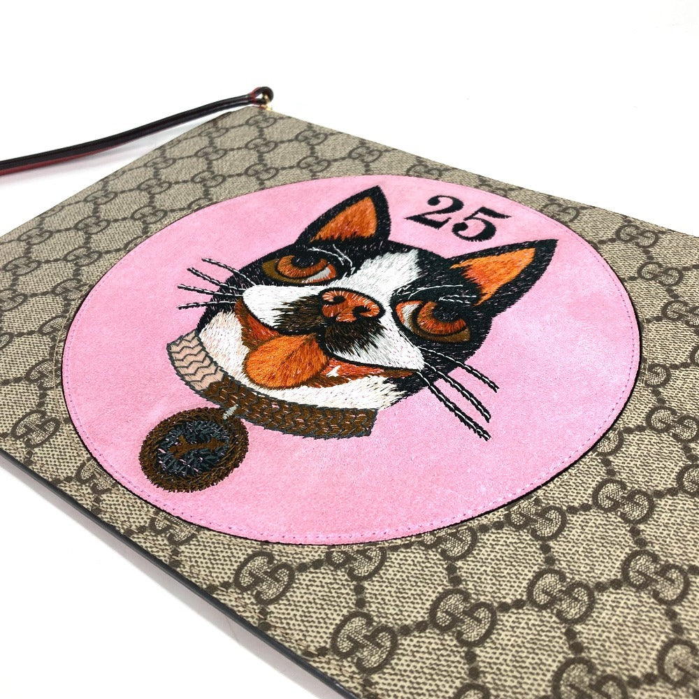 GUCCI Clutch bag 506280 GG canvas / leather beige GG Supreme BOSCO Cat