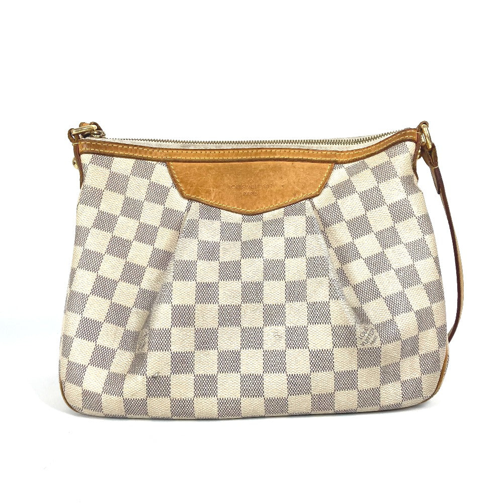LOUIS VUITTON Shoulder Bag N41113 Damier Azur Canvas white Damier Azur Siracusa PM Women Used Authentic