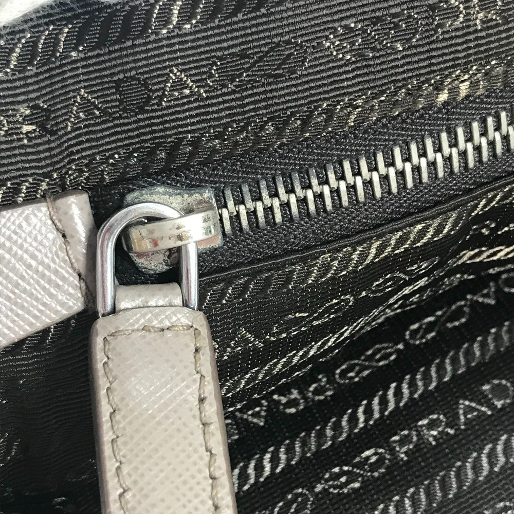 PRADA Business bag saffiano leather Beige type Triangle logo plate mens Used Authentic