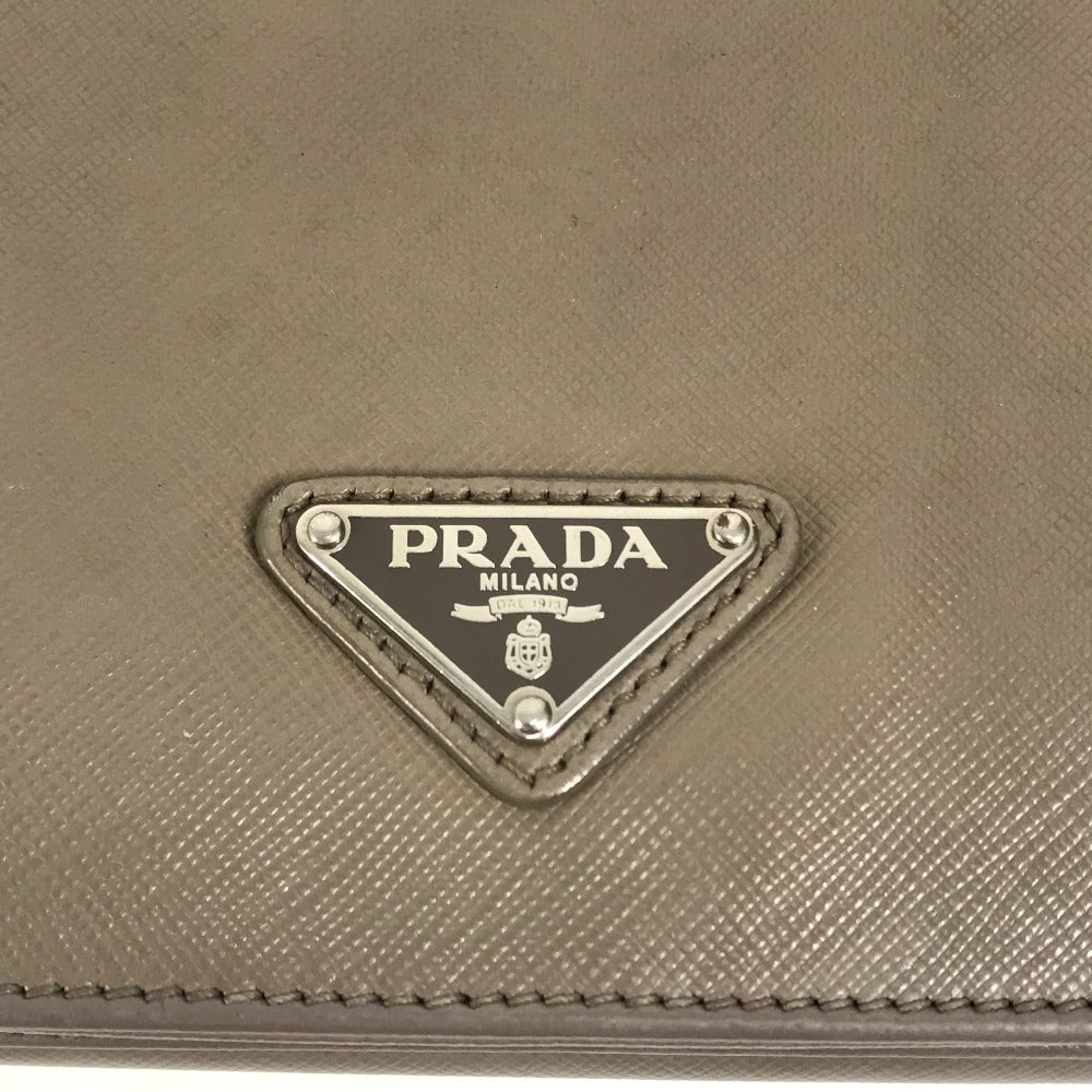 PRADA Business bag saffiano leather Beige type Triangle logo plate mens Used Authentic