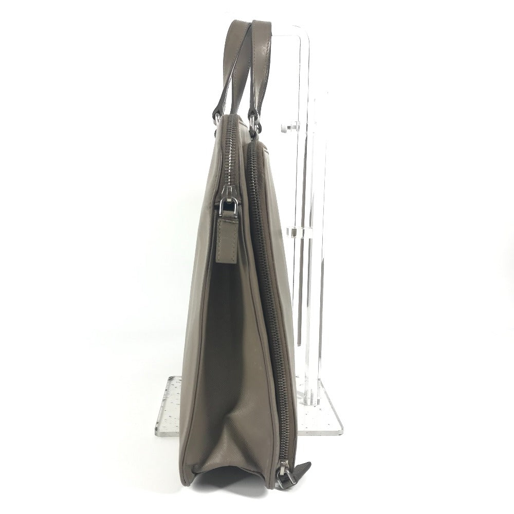 PRADA Business bag saffiano leather Beige type Triangle logo plate mens Used Authentic