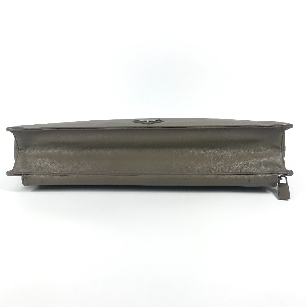 PRADA Business bag saffiano leather Beige type Triangle logo plate mens Used Authentic