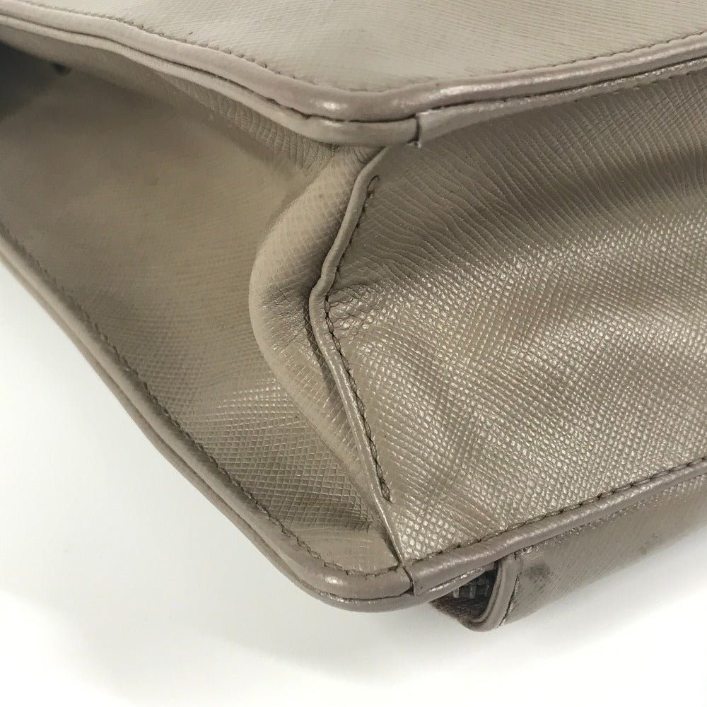 PRADA Business bag saffiano leather Beige type Triangle logo plate mens Used Authentic