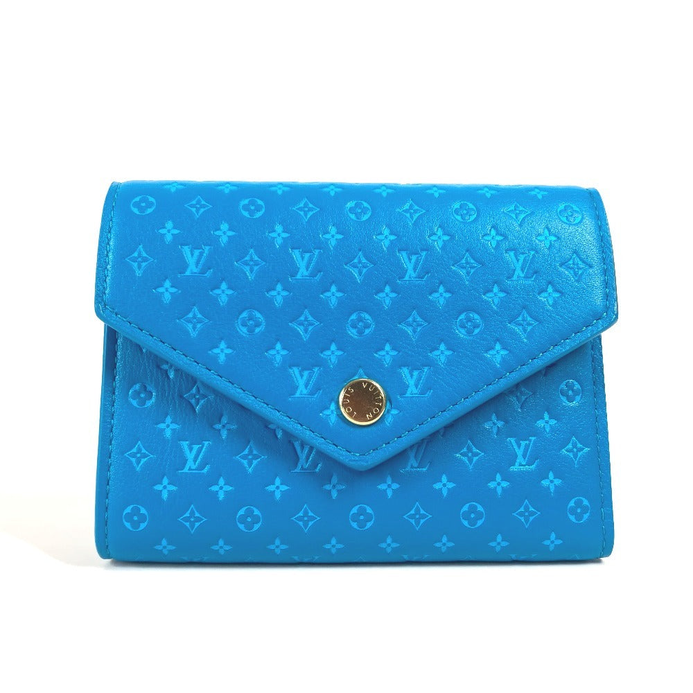 LOUIS VUITTON Trifold wallet M82314 leather blue Nanogram Portefeuille Victorine unisex(Unisex) Used Authentic