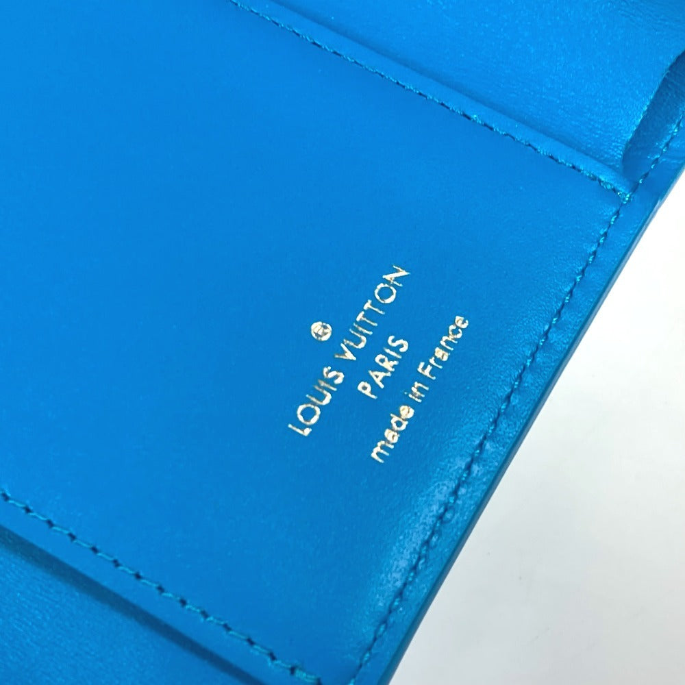 LOUIS VUITTON Trifold wallet M82314 leather blue Nanogram Portefeuille Victorine unisex(Unisex) Used Authentic
