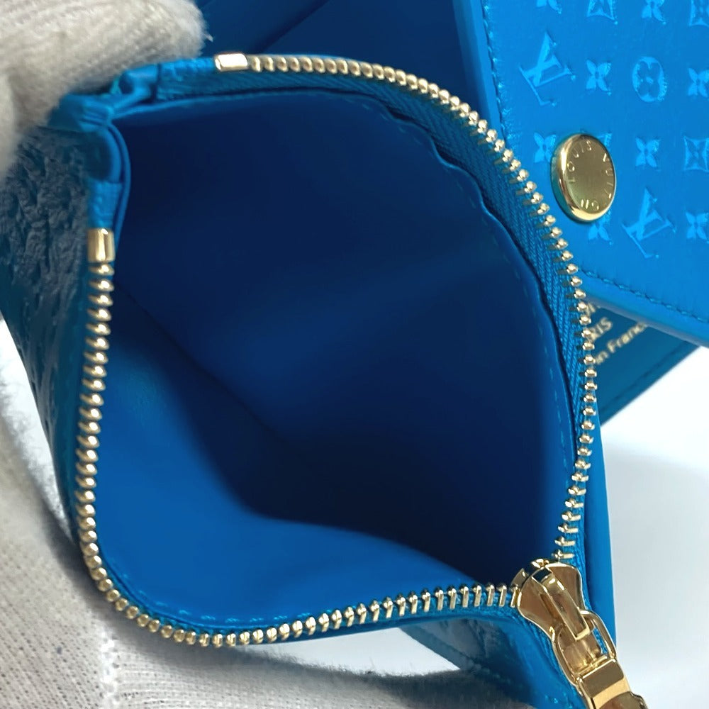 LOUIS VUITTON Trifold wallet M82314 leather blue Nanogram Portefeuille Victorine unisex(Unisex) Used Authentic