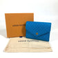 LOUIS VUITTON Trifold wallet M82314 leather blue Nanogram Portefeuille Victorine unisex(Unisex) Used Authentic