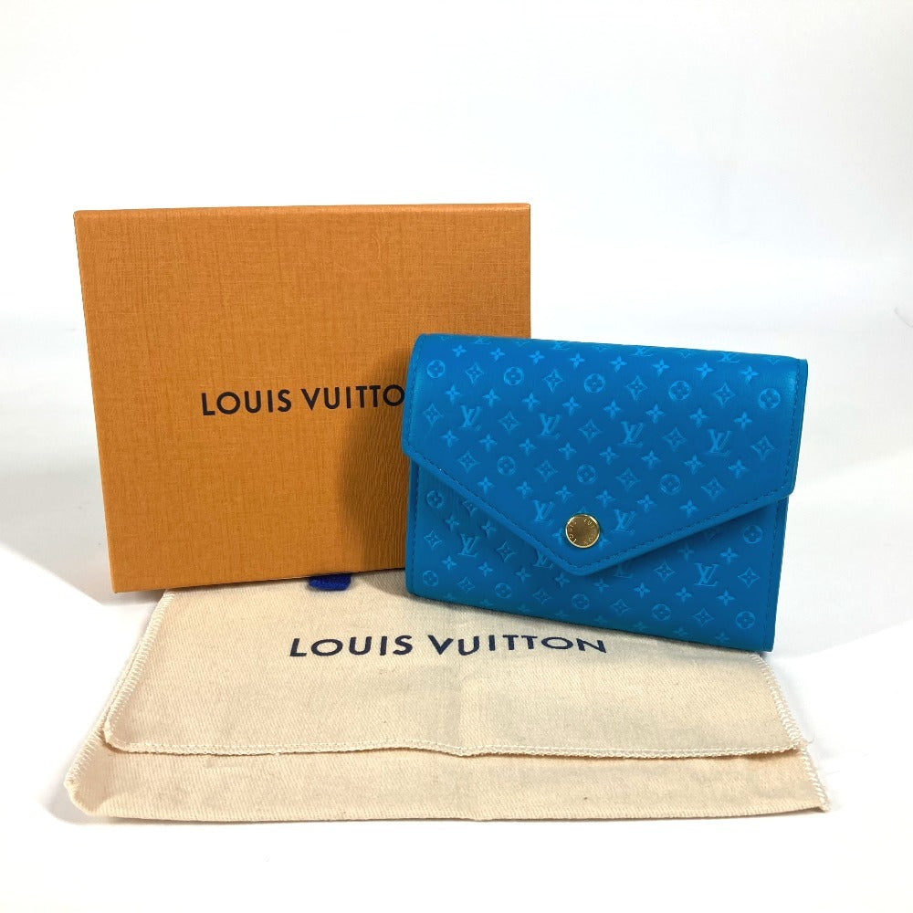 LOUIS VUITTON Trifold wallet M82314 leather blue Nanogram Portefeuille Victorine unisex(Unisex) Used Authentic