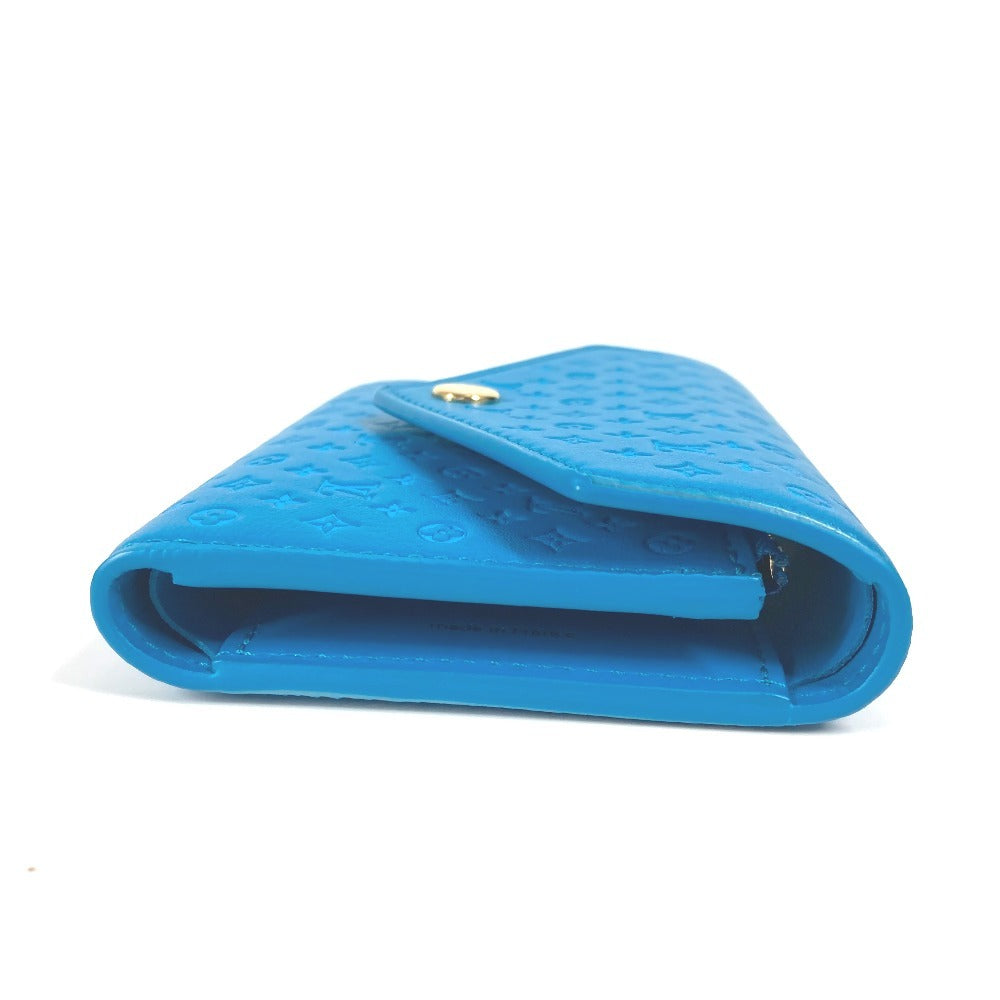 LOUIS VUITTON Trifold wallet M82314 leather blue Nanogram Portefeuille Victorine unisex(Unisex) Used Authentic