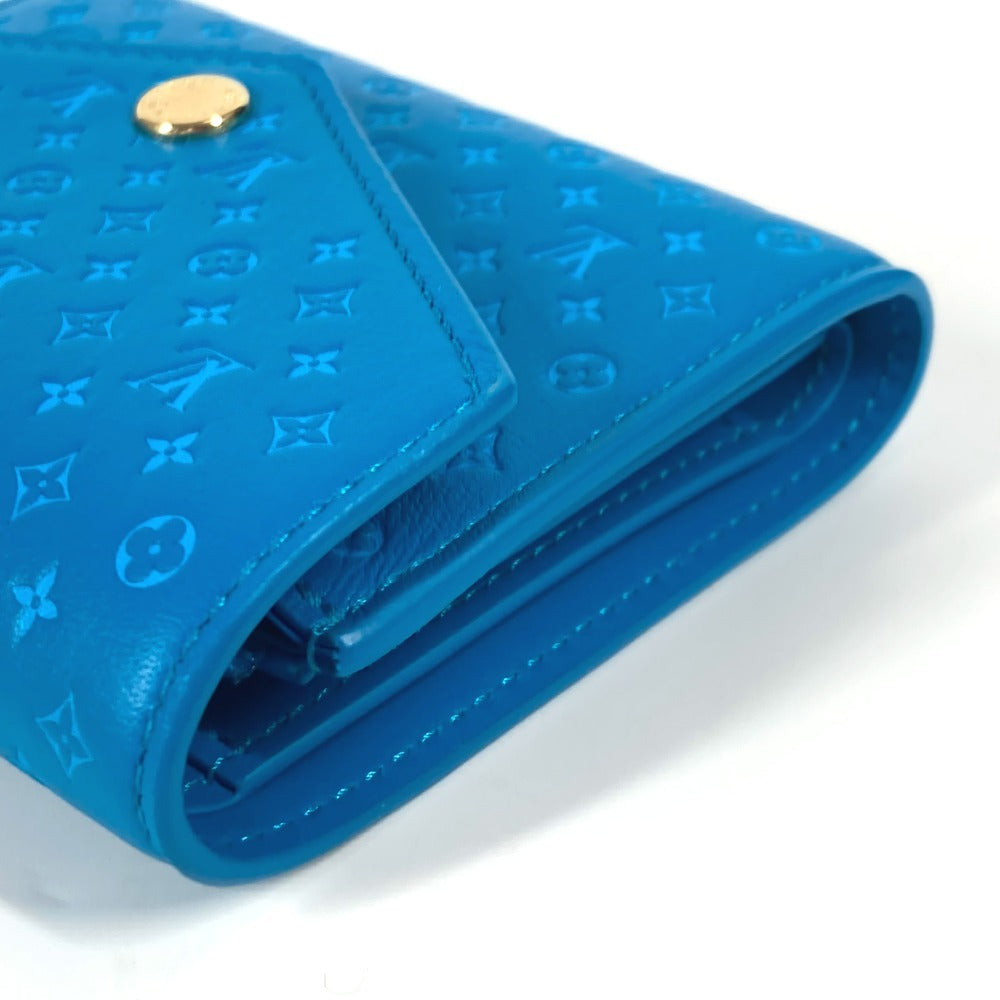 LOUIS VUITTON Trifold wallet M82314 leather blue Nanogram Portefeuille Victorine unisex(Unisex) Used Authentic