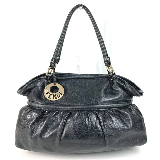 FENDI Shoulder Bag leather black logo