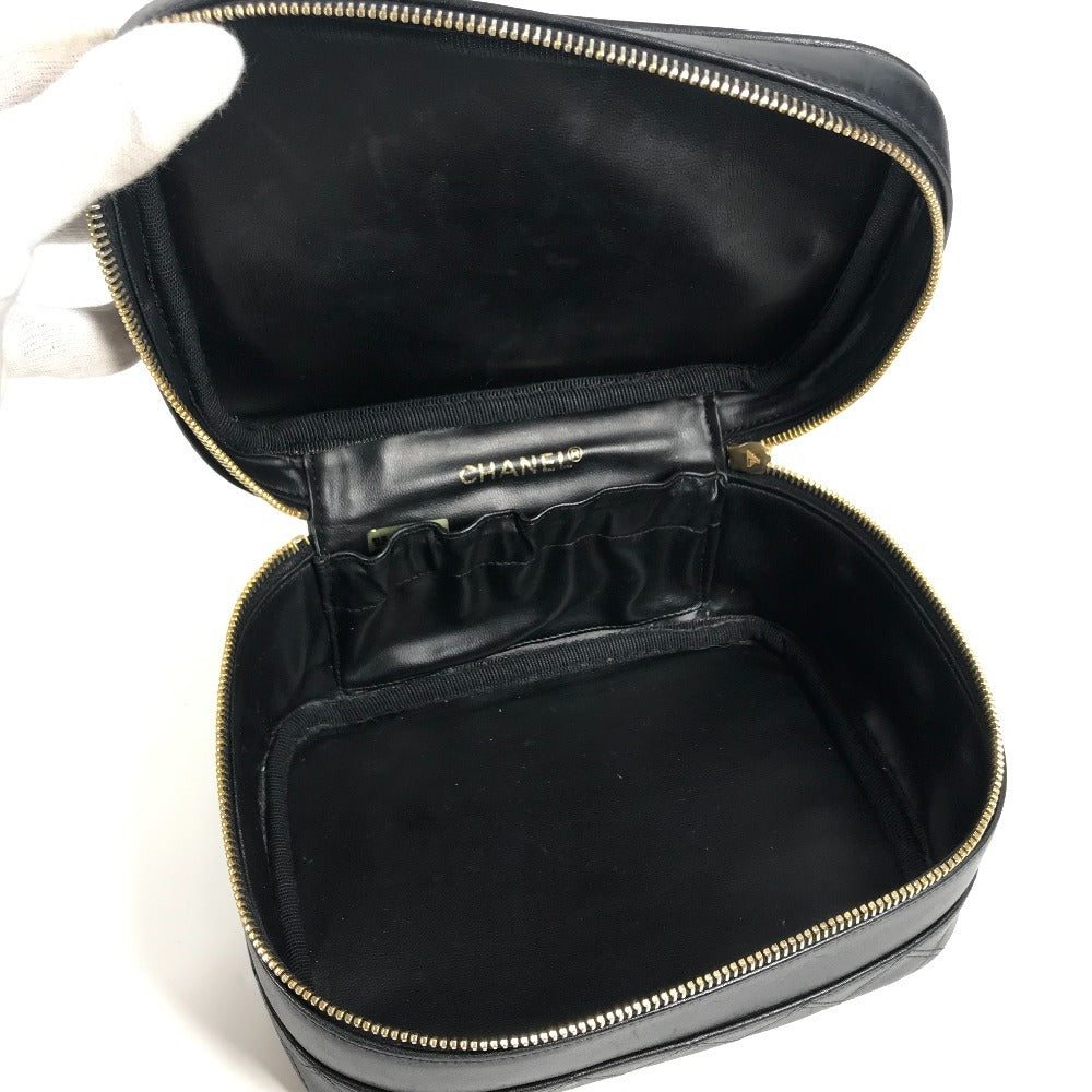 CHANEL Handbag leather black CC COCO Mark logo Bicolore Matelasse Quilting