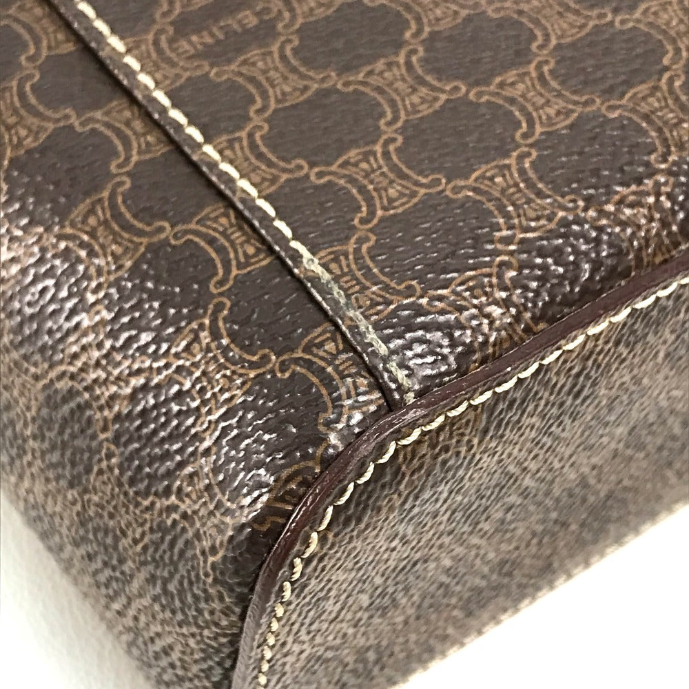 CELINE Vanity bag Leather / PVC Brown Macadam Makeup pouch Cosmetics Pouch Women Used Authentic