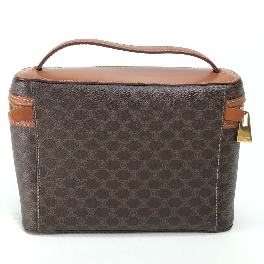 CELINE Vanity bag Leather / PVC Brown Macadam Makeup pouch Cosmetics Pouch Women Used Authentic