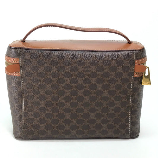 CELINE Vanity bag Leather / PVC Brown Macadam Makeup pouch Cosmetics Pouch Women Used Authentic