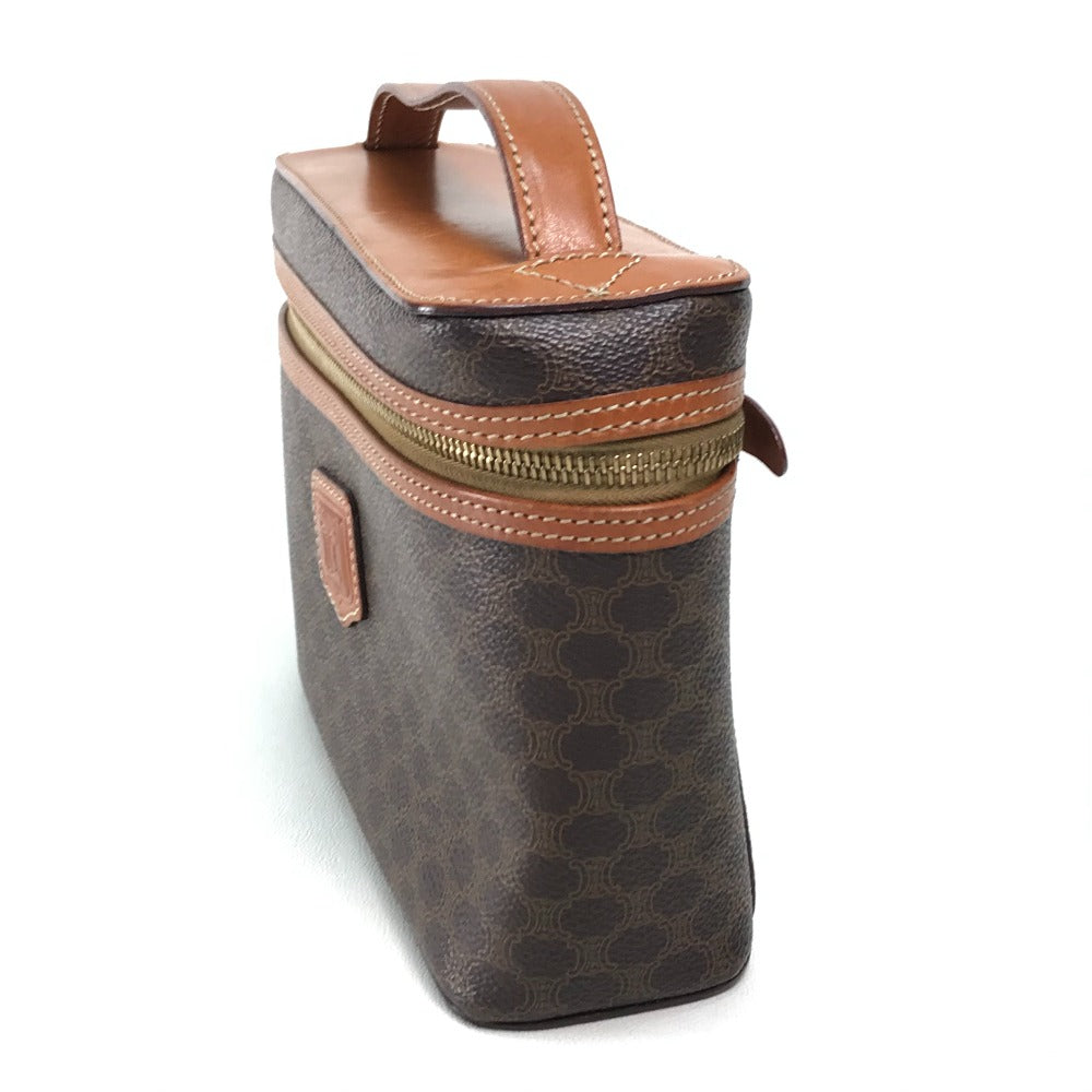 CELINE Vanity bag Leather / PVC Brown Macadam Makeup pouch Cosmetics Pouch Women Used Authentic