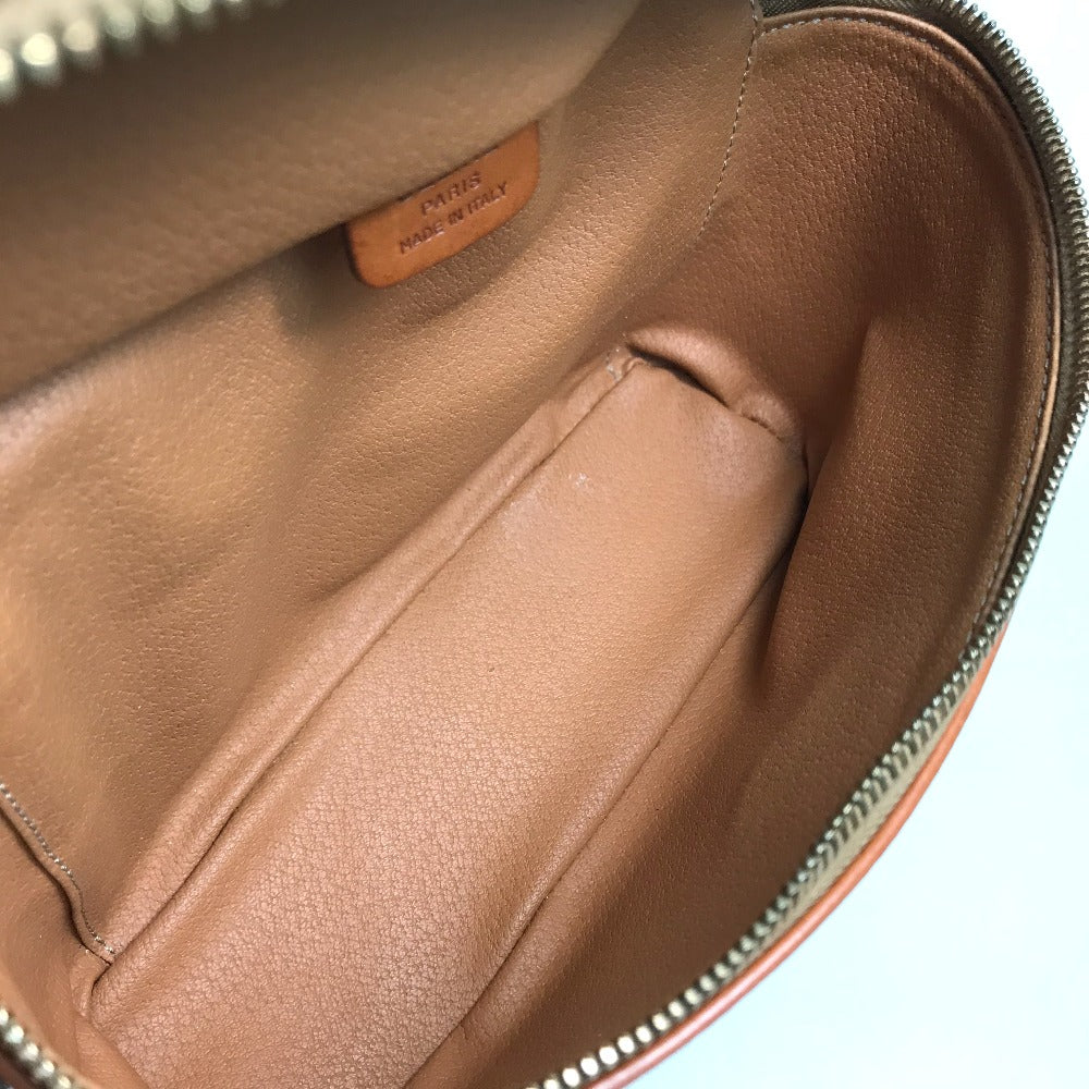 CELINE Vanity bag Leather / PVC Brown Macadam Makeup pouch Cosmetics Pouch Women Used Authentic