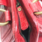 CELINE Handbag leather Red belt Embossing Women Used Authentic