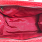 CELINE Handbag leather Red belt Embossing Women Used Authentic