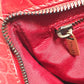 CELINE Handbag leather Red belt Embossing Women Used Authentic