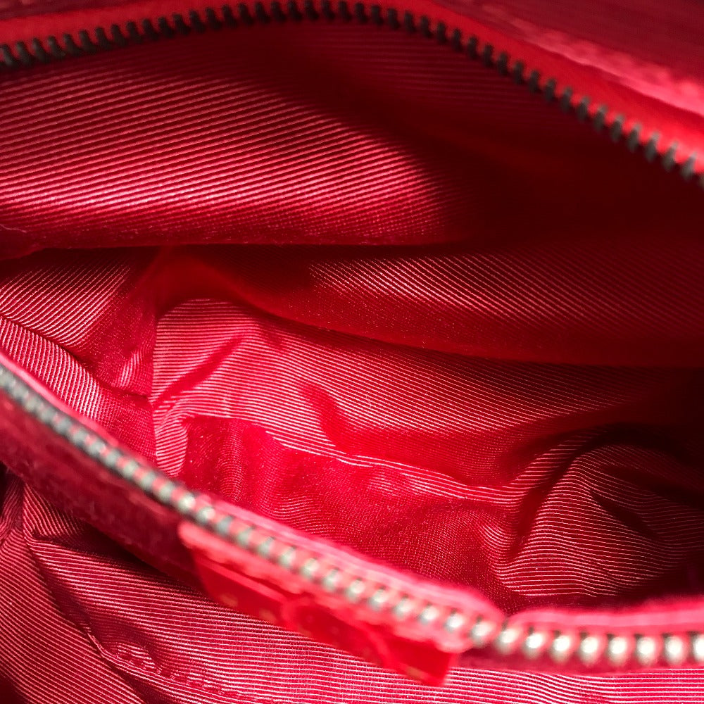 CELINE Handbag leather Red belt Embossing Women Used Authentic