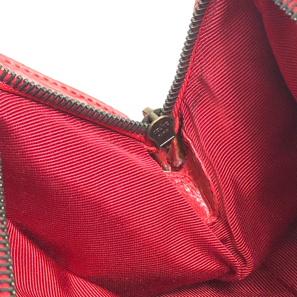 CELINE Handbag leather Red belt Embossing Women Used Authentic