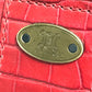CELINE Handbag leather Red belt Embossing Women Used Authentic
