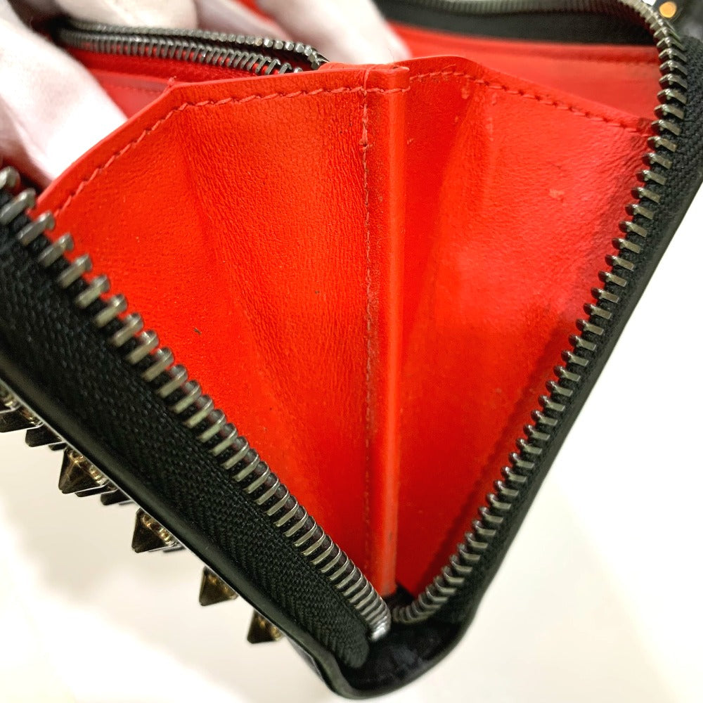 Christian Louboutin Long Wallet Purse 1175099 leather black Spike studs Panettone Women Used Authentic
