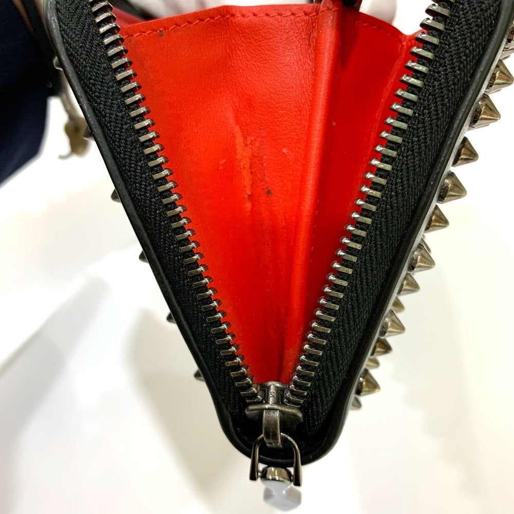 Christian Louboutin Long Wallet Purse 1175099 leather black Spike studs Panettone Women Used Authentic