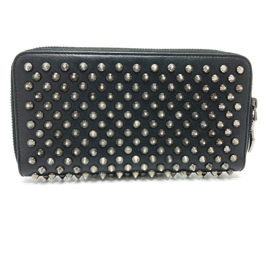 Christian Louboutin Long Wallet Purse 1175099 leather black Spike studs Panettone Women Used Authentic