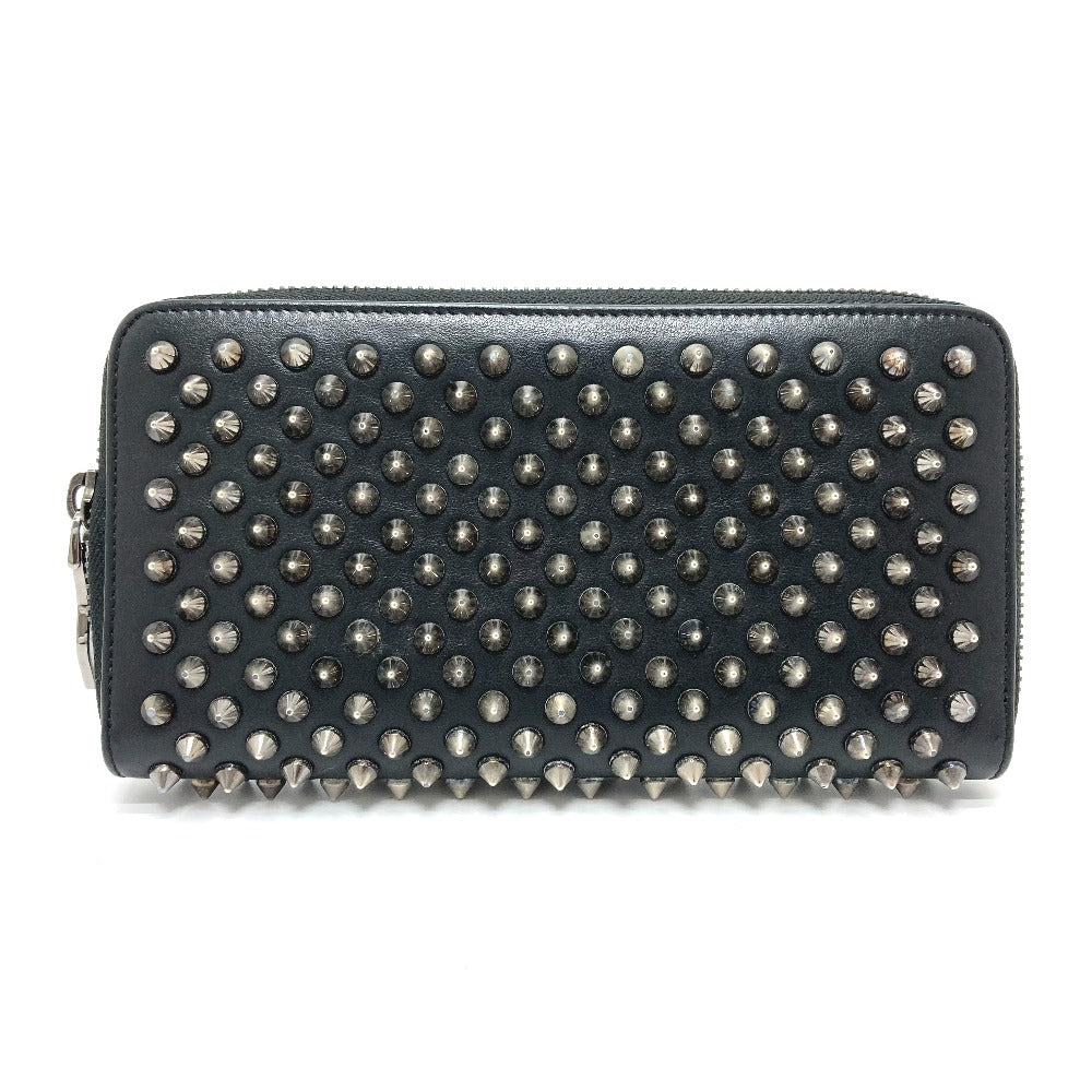 Christian Louboutin Long Wallet Purse 1175099 leather black Spike studs Panettone Women Used Authentic