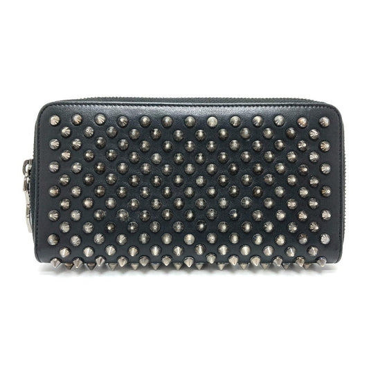 Christian Louboutin Long Wallet Purse 1175099 leather black Spike studs Panettone Women Used Authentic
