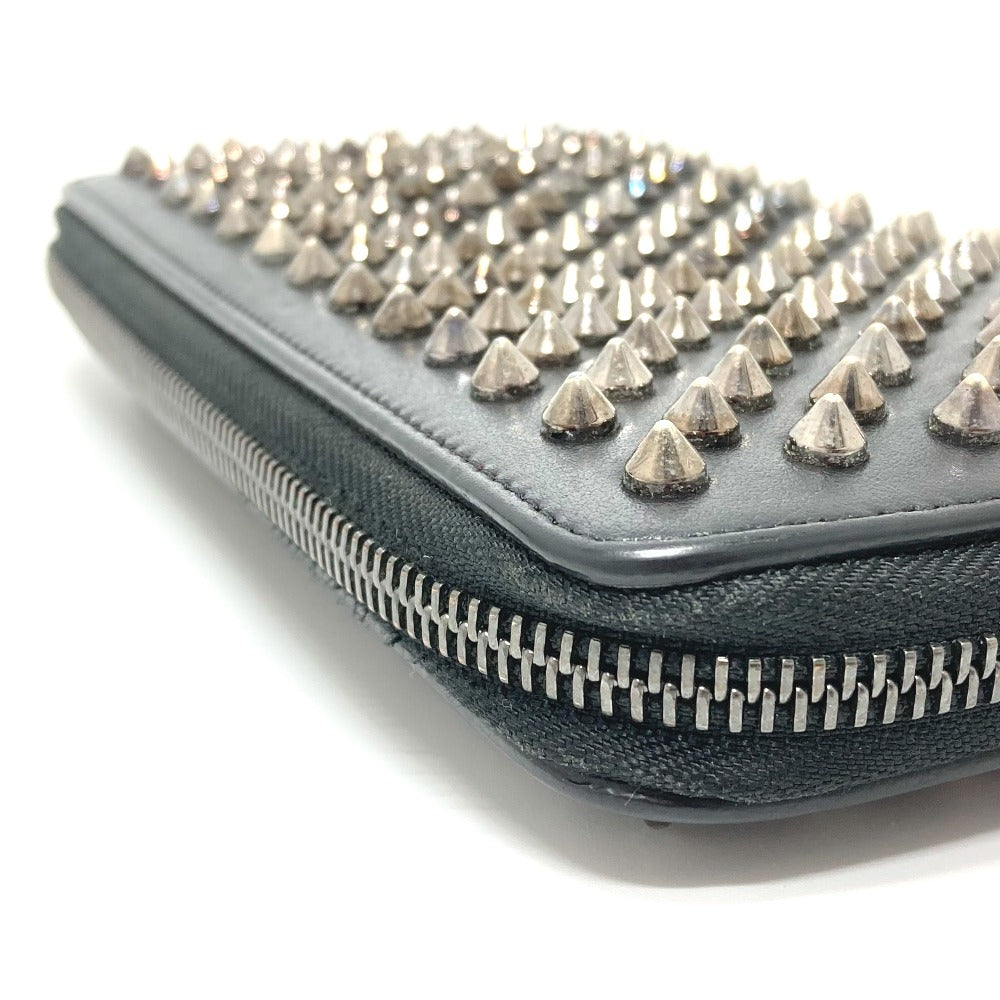 Christian Louboutin Long Wallet Purse 1175099 leather black Spike studs Panettone Women Used Authentic