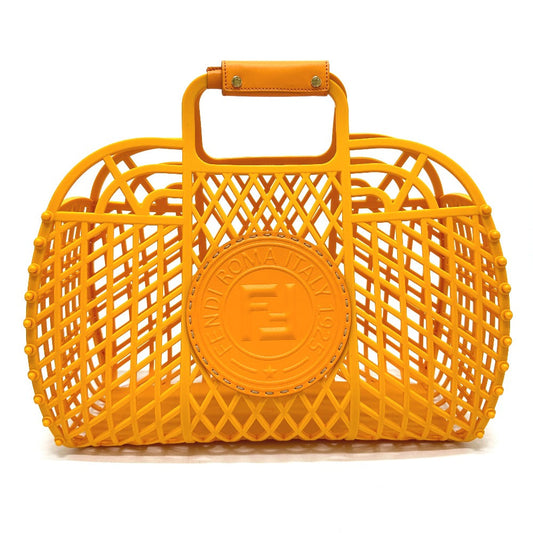 FENDI Handbag 8GH389 Plastic, Leather Orange type bag Bucket medium Women Used Authentic