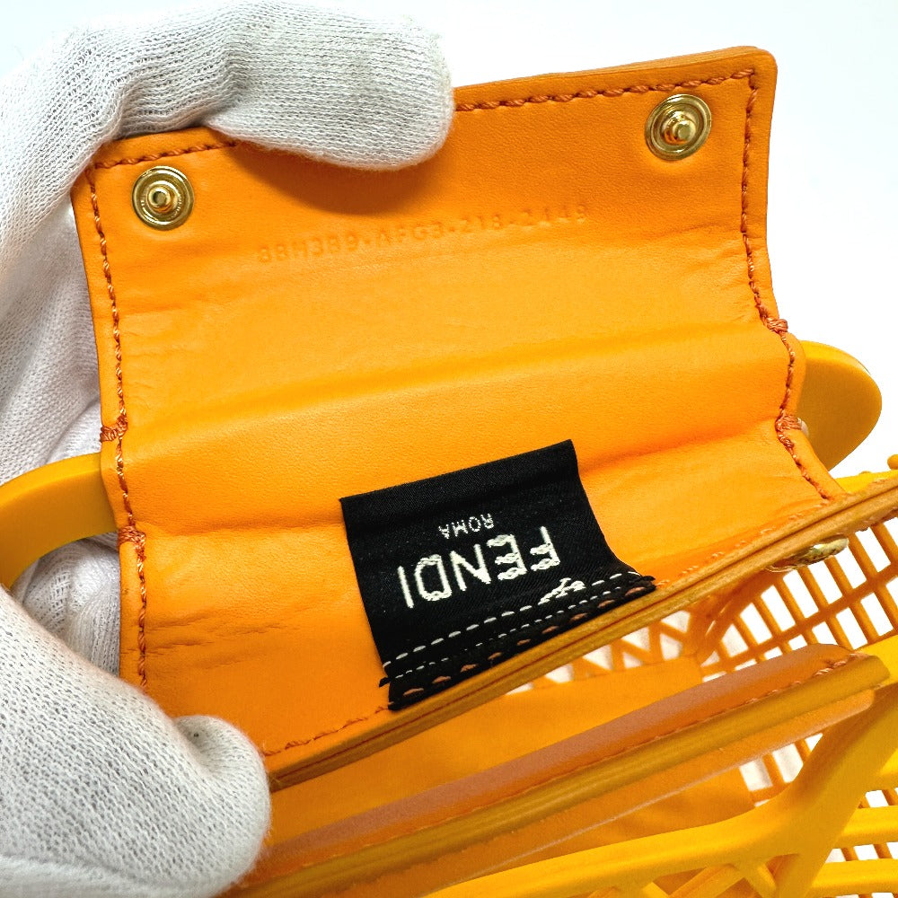 FENDI Handbag 8GH389 Plastic, Leather Orange type bag Bucket medium Women Used Authentic
