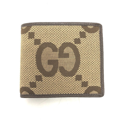 GUCCI Folded wallet 699314 GG canvas beige GG jumbo Women Used Authentic