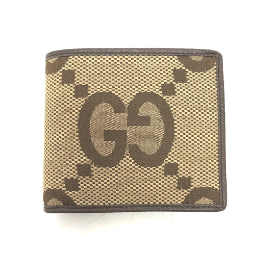 GUCCI Folded wallet 699314 GG canvas beige GG jumbo Women Used Authentic
