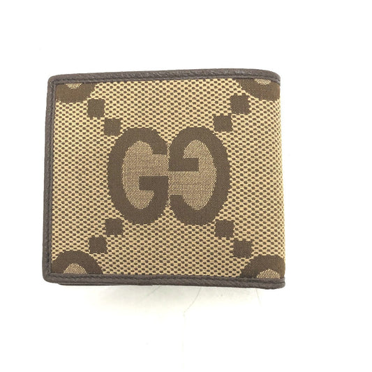 GUCCI Folded wallet 699314 GG canvas beige GG jumbo Women Used Authentic