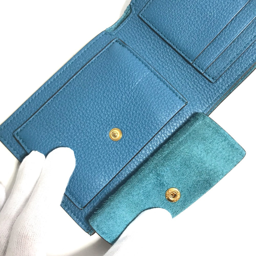 GUCCI Folded wallet 658681 leather blue logo Wallet mens Used Authentic