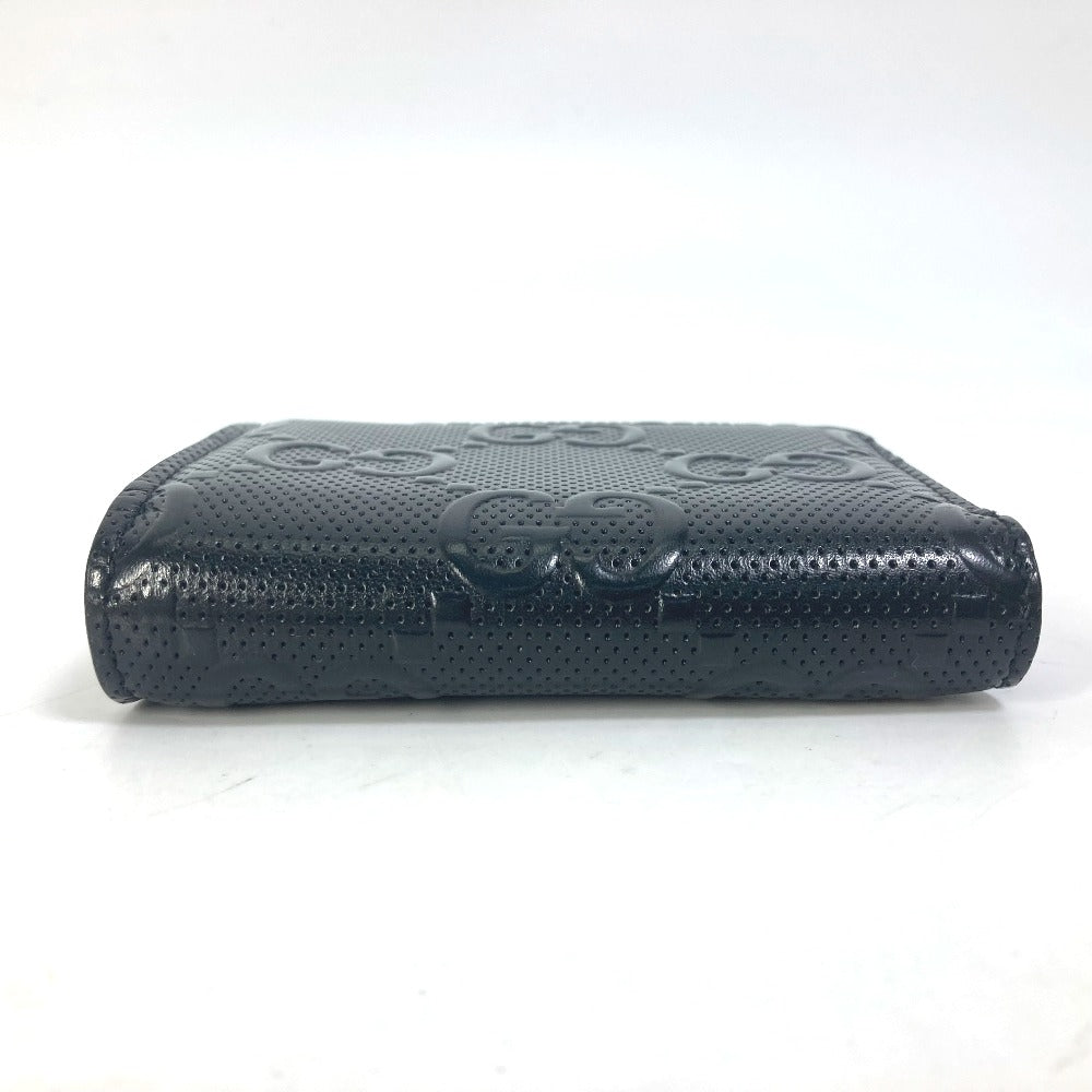 GUCCI Coin case 657571 leather black GG emboss L-shaped fastener mens Used Authentic