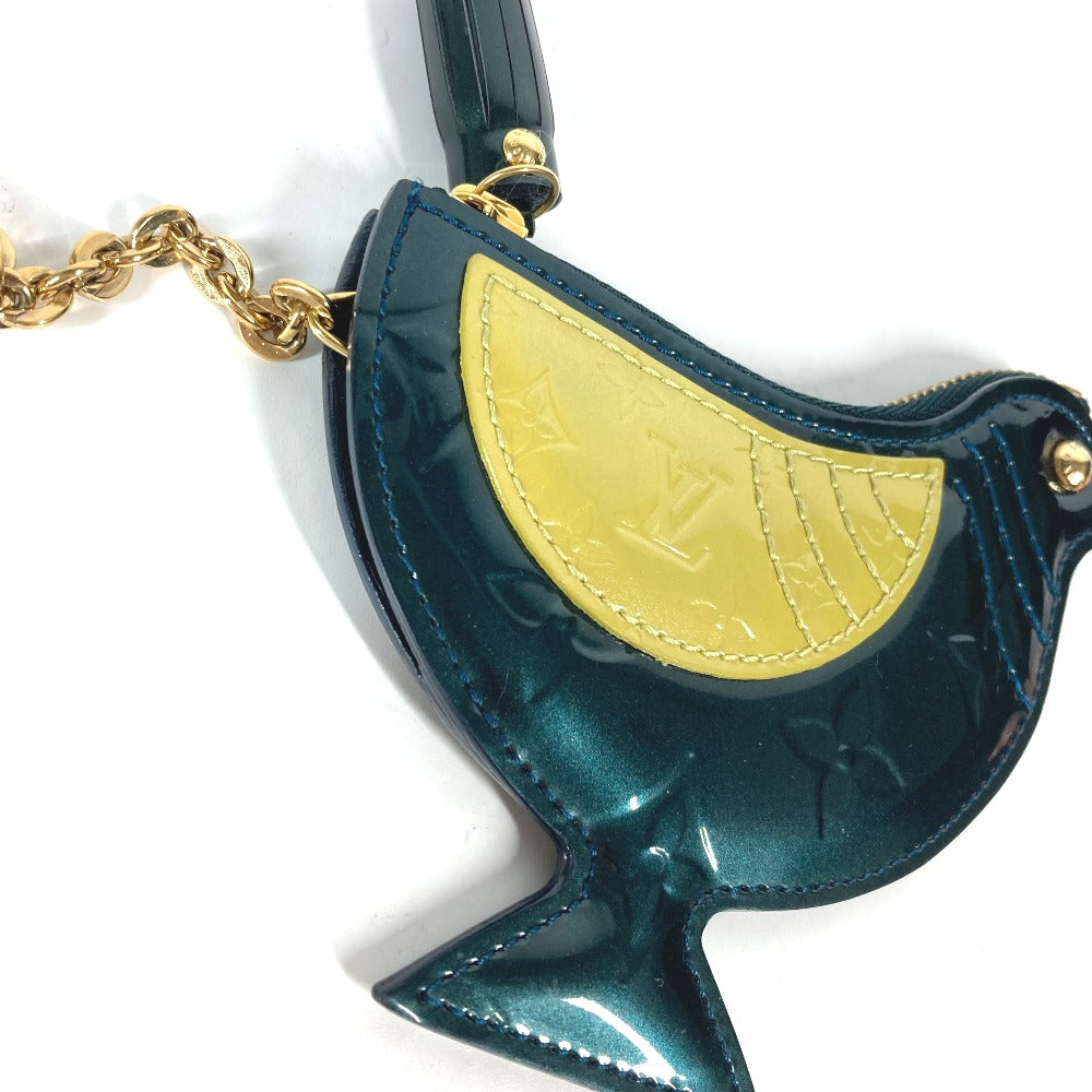 LOUIS VUITTON Coin case M91405 Monogram Vernis green Monogram Vernis Pochette Oiseau Women Used Authentic