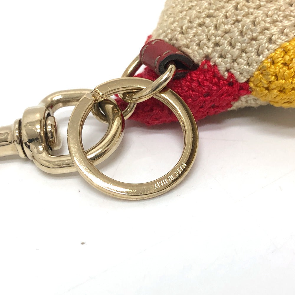 GUCCI Bag charm knit beige Chicken Women Used Authentic