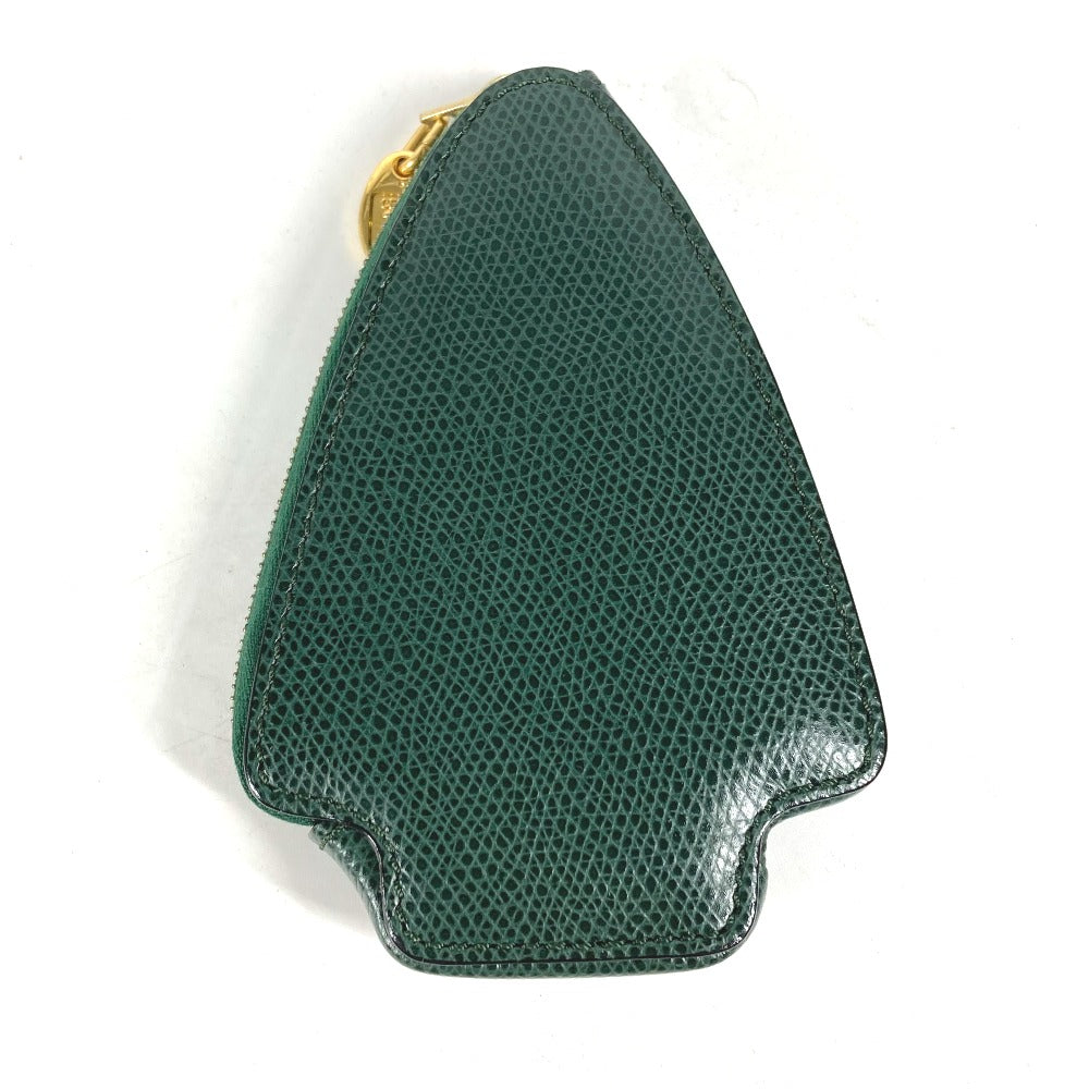 CELINE Pouch leather green Rhinestone tree Women Used Authentic