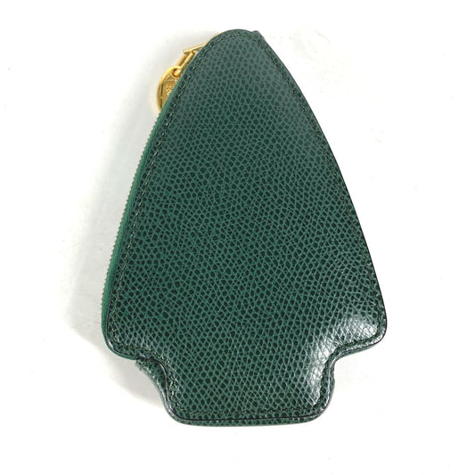 CELINE Pouch leather green Rhinestone tree Women Used Authentic