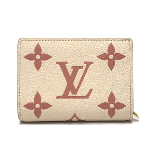 LOUIS VUITTON Folded wallet M81927 Monogram Ann Platt Leather beige Monogram Ann Platt Portefeuille Clare Women Used Authentic