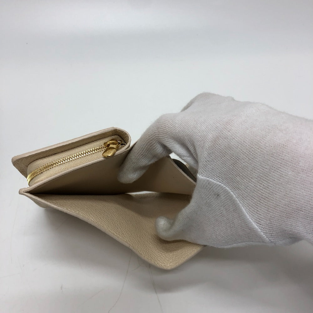 LOUIS VUITTON Folded wallet M81927 Monogram Ann Platt Leather beige Monogram Ann Platt Portefeuille Clare Women Used Authentic