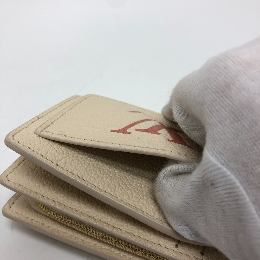 LOUIS VUITTON Folded wallet M81927 Monogram Ann Platt Leather beige Monogram Ann Platt Portefeuille Clare Women Used Authentic